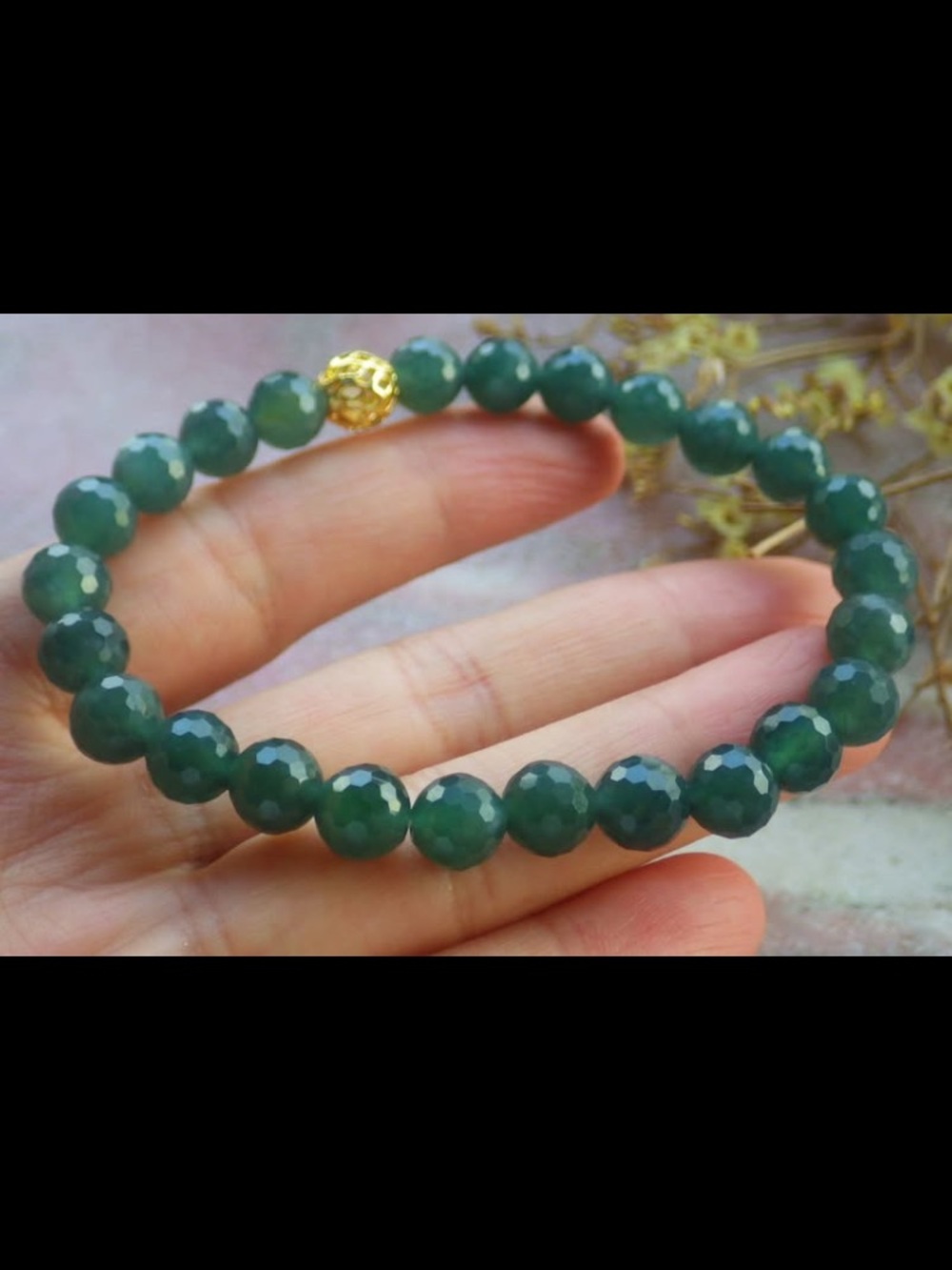 Dark green jadeite jade Diamond cut bracelet bead certificate 7inches 7.5inches